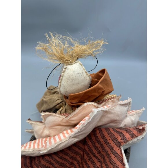 Handmade Fabric Turkey Doll With Plaid Outfit & Straw Details Thanksgiving READ - Picture 9 of 9